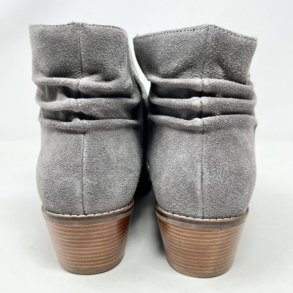 Cole Haan Womens Gray Suede Booties Block Wood Heels Size 10 B Med Casual Office - Picture 4 of 9